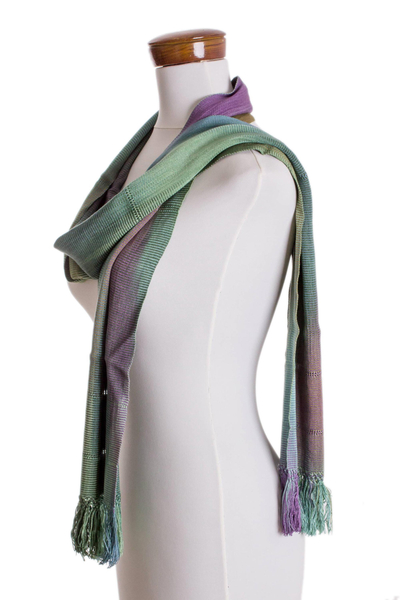 Rayon scarf, 'Smooth Breeze' - Handwoven 100% Rayon Wrap Scarf from Guatemala