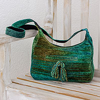 Rayon and cotton blend hobo bag, Forest Day