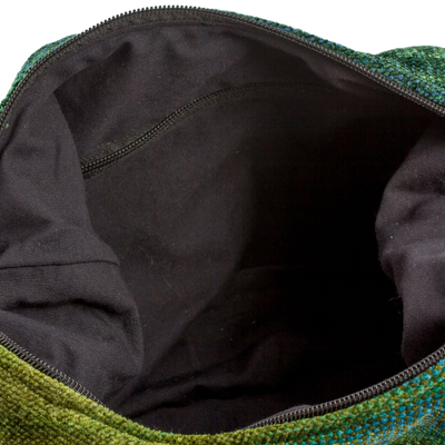 Hobo-Tasche aus Viskose- und Baumwollmischung in Grün aus Guatemala