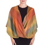 Rayon poncho, 'Rainbow Charm' - Asymmetrical Hand Woven Rayon Poncho from Guatemala