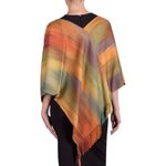 Rayon poncho, 'Rainbow Charm' - Asymmetrical Hand Woven Rayon Poncho from Guatemala