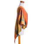 Rayon poncho, 'Rainbow Charm' - Asymmetrical Hand Woven Rayon Poncho from Guatemala