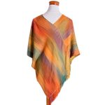 Rayon poncho, 'Rainbow Charm' - Asymmetrical Hand Woven Rayon Poncho from Guatemala
