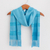 Bufanda de rayón - Bufanda de fibra de rayón azul y turquesa tejida a mano