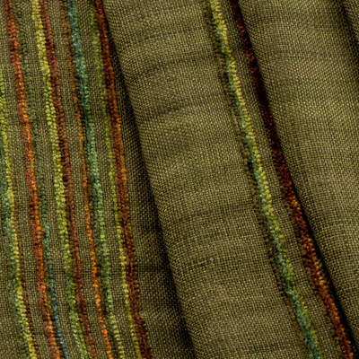 Rayon-Schal - Olivgrüner handgewebter Rayon-Schal mit Rückengurt