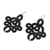 Hand-tatted dangle earrings, 'Ebony Lace' - Hand-Tatted Black Lace Earrings with Silver Accents