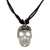 Sterling silver pendant necklace, 'Lovely Catrina' - Sterling Silver Skull Pendant Black Cotton Cord Necklace thumbail