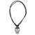 Sterling silver pendant necklace, 'Lovely Catrina' - Sterling Silver Skull Pendant Black Cotton Cord Necklace (image 2b) thumbail