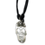 Sterling silver pendant necklace, 'Lovely Catrina' - Sterling Silver Skull Pendant Black Cotton Cord Necklace (image 2c) thumbail