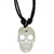 Sterling silver pendant necklace, 'Lovely Catrina' - Sterling Silver Skull Pendant Black Cotton Cord Necklace (image 2d) thumbail