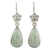 Jade dangle earrings, 'Enduring Bloom in Apple Green' - Sterling Silver Flower and Apple Green Jade Dangle Earrings thumbail