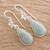 Jade dangle earrings, 'Enduring Bloom in Apple Green' - Sterling Silver Flower and Apple Green Jade Dangle Earrings (image 2b) thumbail
