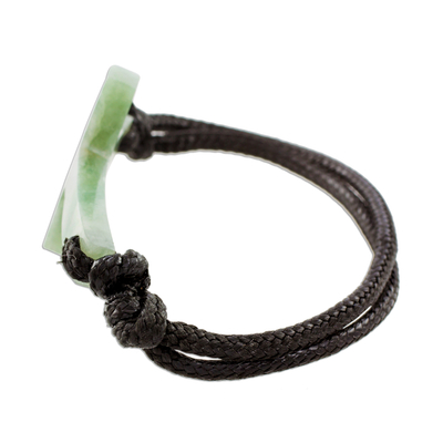 Jade pendant bracelet, 'Maya Faith in Apple Green' - Cross-Shaped Apple Green Jade Bracelet from Guatemala