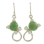 Jade dangle earrings, 'Small Felines in Light Green' - Cat-Shaped Jade Earrings in Light Green from Guatemala