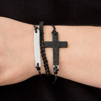Jade-Anhänger-Armband - Jade-Kreuz-Armband in Dunkelgrün aus Guatemala