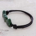 Jade pendant bracelet, 'Maya Love in Green' - Jade Heart Pendant Bracelet in Green from Guatemala