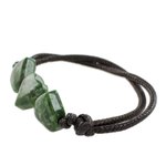 Jade pendant bracelet, 'Maya Love in Green' - Jade Heart Pendant Bracelet in Green from Guatemala