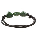 Jade pendant bracelet, 'Maya Love in Green' - Jade Heart Pendant Bracelet in Green from Guatemala
