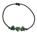 Jade pendant bracelet, 'Maya Love in Green' - Jade Heart Pendant Bracelet in Green from Guatemala