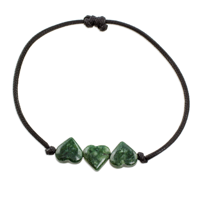 Jade-Anhänger-Armband - Jade-Herz-Anhänger-Armband in Grün aus Guatemala