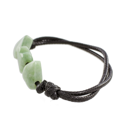 Jade pendant bracelet, 'Maya Love in Light Green' - Jade Heart Pendant Bracelet in Light Green from Guatemala