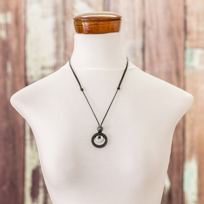 Jade pendant necklace, 'Ring of Peace' - Circular Natural Jade Pendant Necklace from Guatemala