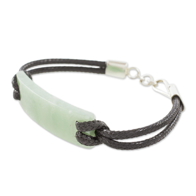 Jade pendant bracelet, 'Monolith in Light Green' - Simple Jade Pendant Bracelet in Light Green from Guatemala