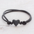 Jade pendant bracelet, 'Maya Romance in Black' - Heart-Shaped Jade Pendant Bracelet in Black from Guatemala (image 2) thumbail
