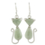 Jade dangle earrings, 'Cats of Love in Light Green' - Jade Cat Dangle Earrings in Light Green from Guatemala thumbail