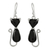 Jade dangle earrings, 'Cats of Love in Black' - Jade Cat Dangle Earrings in Black from Guatemala