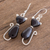 Jade dangle earrings, 'Cats of Love in Black' - Jade Cat Dangle Earrings in Black from Guatemala (image 2b) thumbail