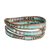 Glass beaded wrap bracelet, 'Mayan Monolith' - Glass Beaded Wrap Bracelet in Turquoise from Guatemala thumbail
