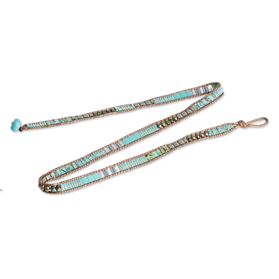 Wickelarmband aus Glasperlen - Wickelarmband aus Glasperlen in Türkis aus Guatemala