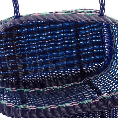 Handgewebte Umhängetasche - Handgewebte Umhängetasche in Marineblau aus Guatemala