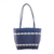 Handwoven shoulder bag, 'Profound Midnight' - Handwoven Striped Handbag in Midnight Blue from Guatemala