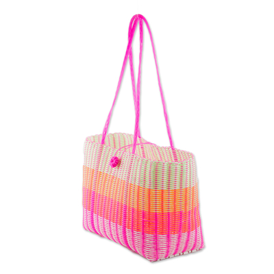 Handwoven shoulder bag, 'Colorful Season' - Handwoven Striped Shoulder Bag from Guatemala