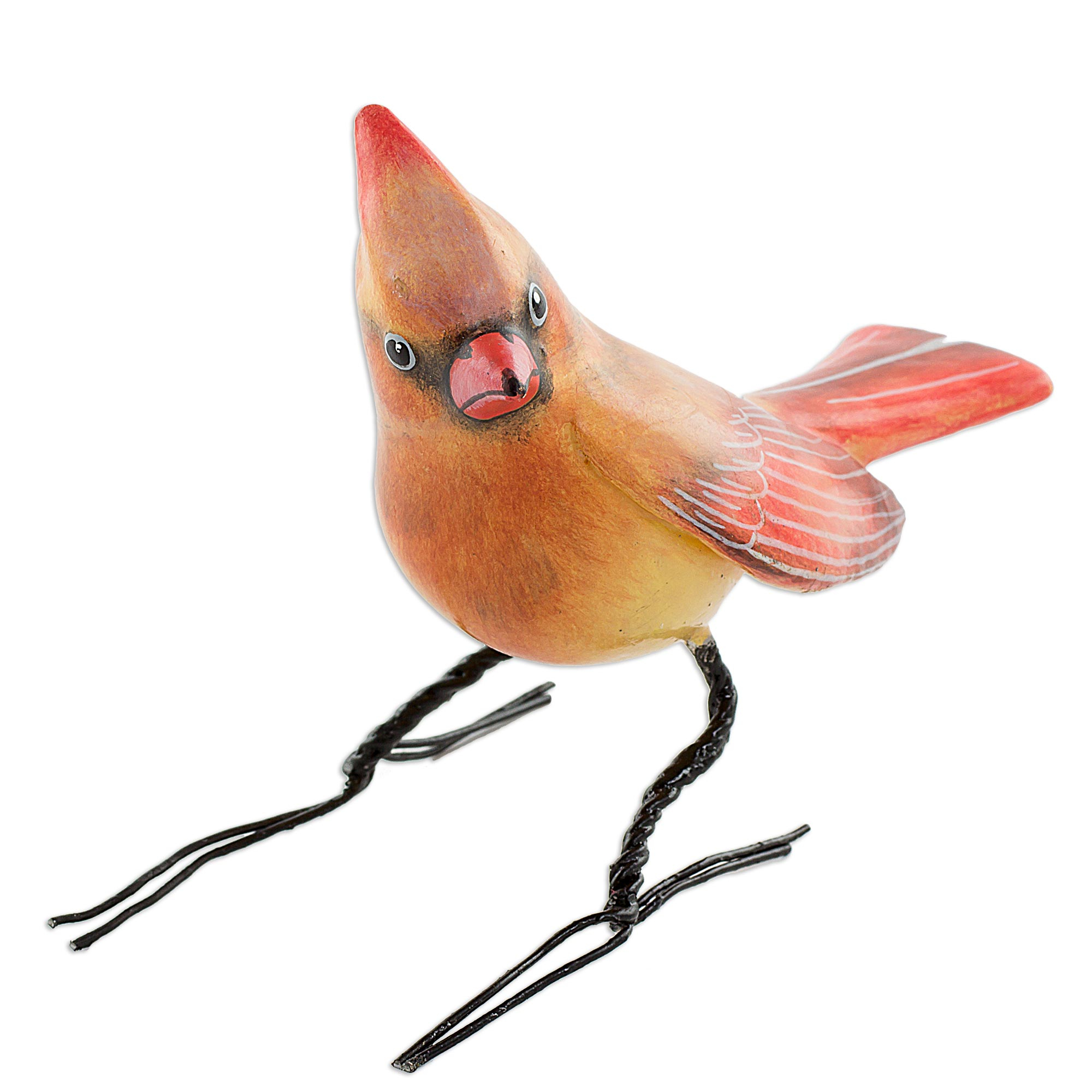 Kiva Store  Handmade Cardinal Clay Bird Figurine from Guatemala - Cardinal  Beauty