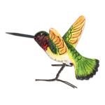 Ceramic figurine, 'Ruby-Throated Hummingbird' - Hand Sculpted Ceramic Ruby-Throated Hummingbird Figurine