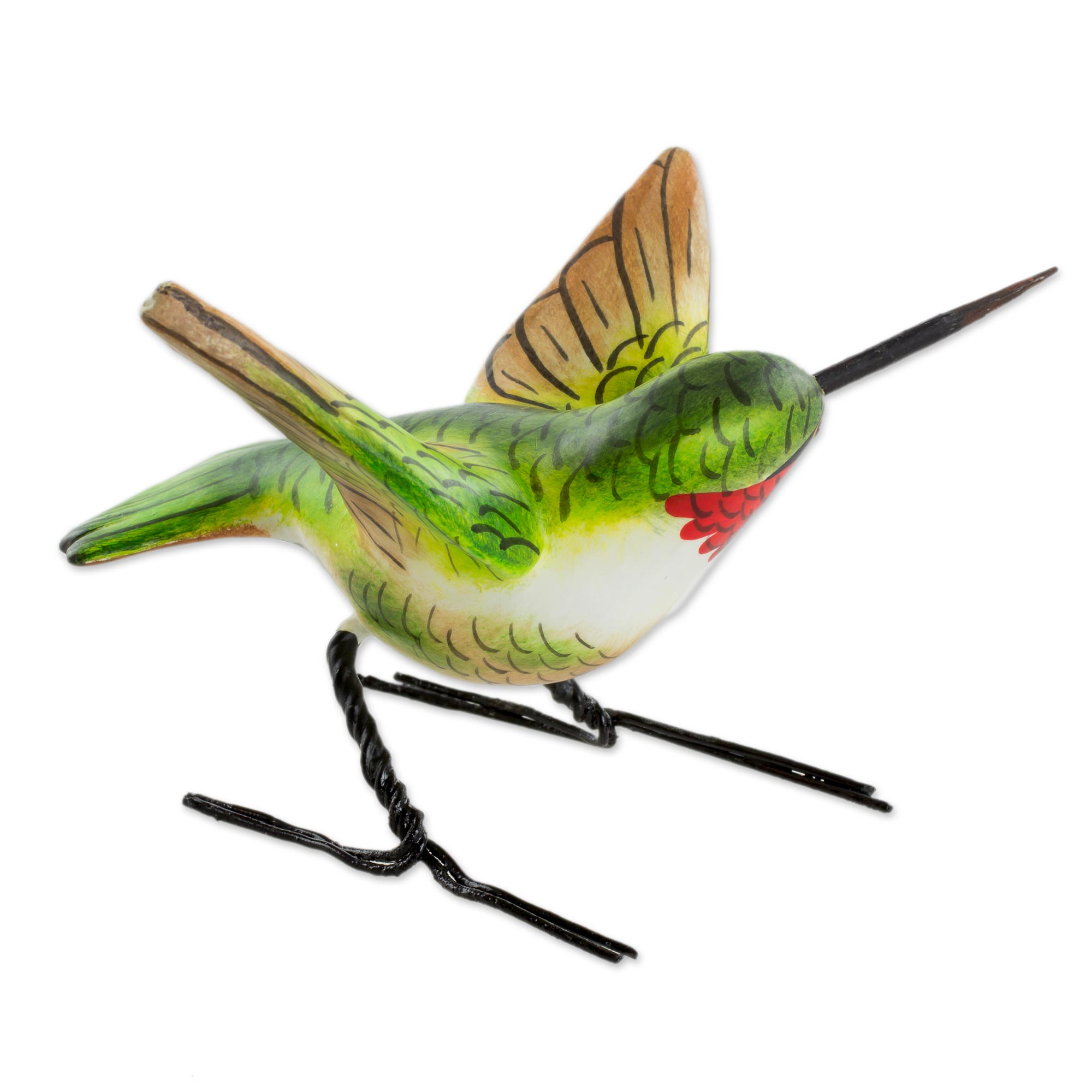 Hand Sculpted Ceramic Ruby-Throated Hummingbird Figurine - Ruby ...