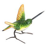 Ceramic figurine, 'Ruby-Throated Hummingbird' - Hand Sculpted Ceramic Ruby-Throated Hummingbird Figurine