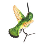 Ceramic figurine, 'Ruby-Throated Hummingbird' - Hand Sculpted Ceramic Ruby-Throated Hummingbird Figurine