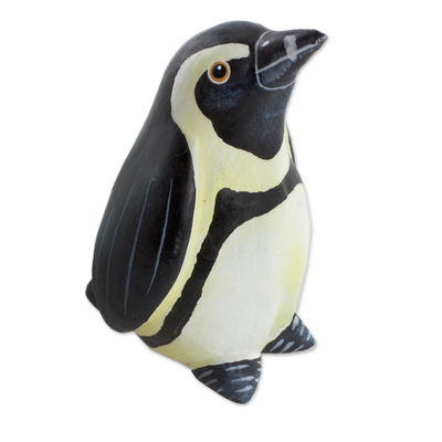 Hand Sculpted and Painted Ceramic African Penguin Figurine