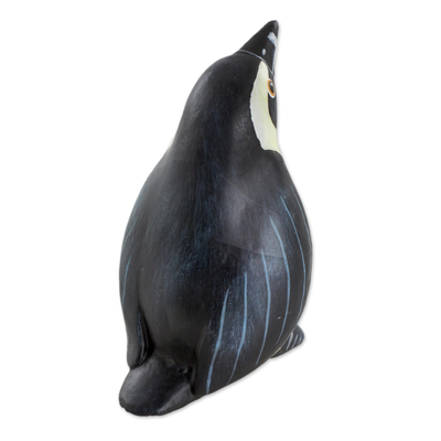 Keramikfigur - Handgeformte und bemalte afrikanische Pinguin-Figur aus Keramik