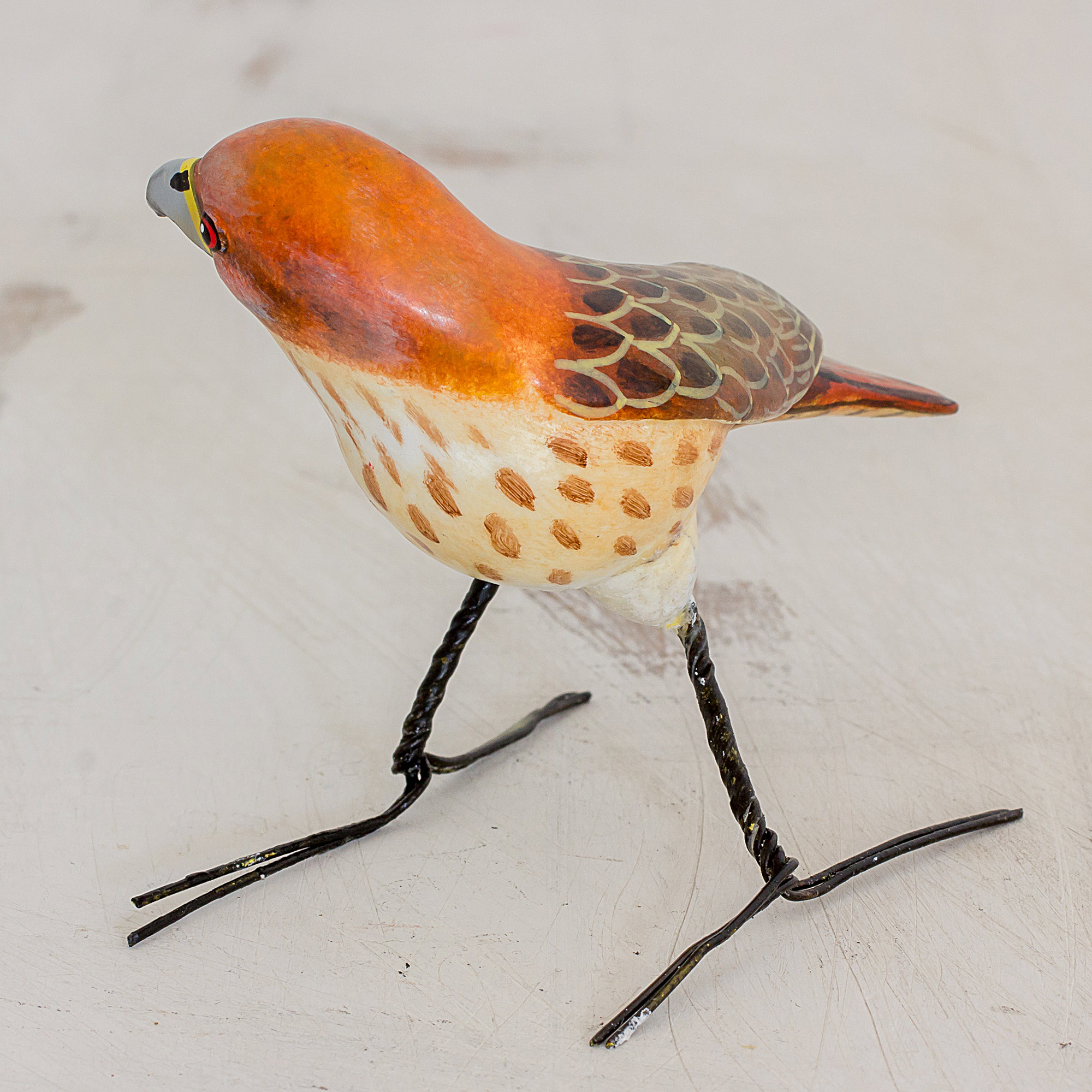 Guatemalan Handmade Red-Tailed Hawk Ceramic Bird Figurine - Red-Tailed ...