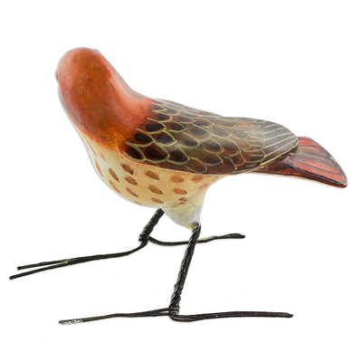 Figura de cerámica, 'Halcón de cola roja' - Figura de pájaro de cerámica de halcón de cola roja hecha a mano en Guatemala