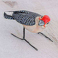 Hand Sculpted Ceramic Red-Bellied Woodpecker Figurine,'Red-Bellied Woodpecker'