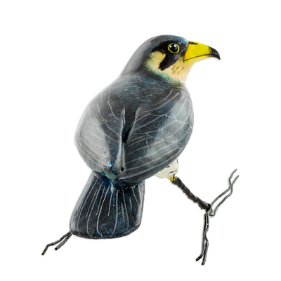 Ceramic figurine, 'Peregrine Falcon' - Guatemalan Handmade Peregrine Falcon Ceramic Bird Figurine