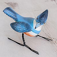 Keramikfigur „Eisvogel“ – handgeformte, handbemalte Keramik-Eisvogelfigur