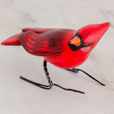 Ceramic figurine, 'Cardinal' - Hand Sculpted, Hand Painted Ceramic Cardinal Figurine