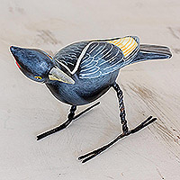 Ceramic figurine, 'Ivory-Billed Woodpecker' - Hand Sculpted Ceramic Ivory-Billed Woodpecker Figurine